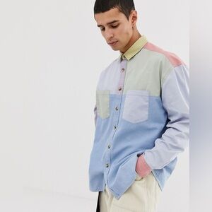 ASOS Cotton Multicolor Pastel Button Down Shirt
